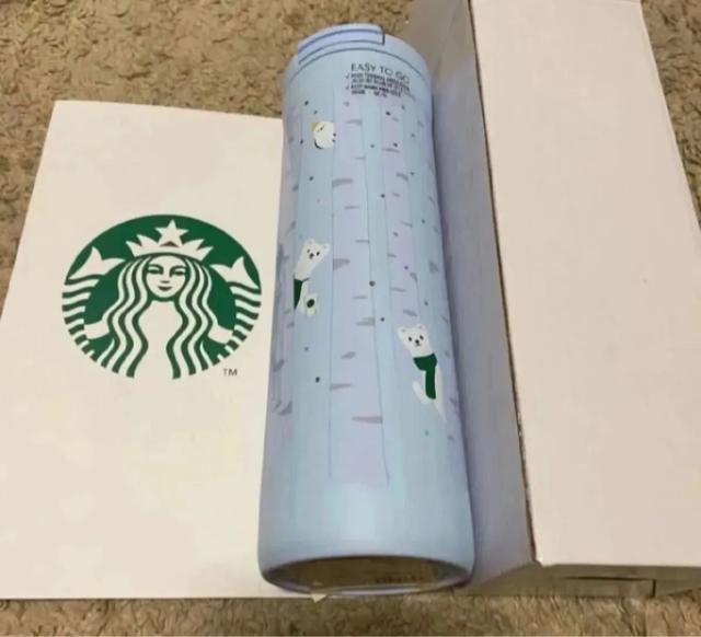 STARBUCKS スターバックス ステンレスボトル オコジョ シマエナガ ブルー 473ml < レジャー/スポーツ STARBUCKS スターバックス ステンレスボトル オコジョ シマエナガ ブルー 473ml < レジャー/スポーツの