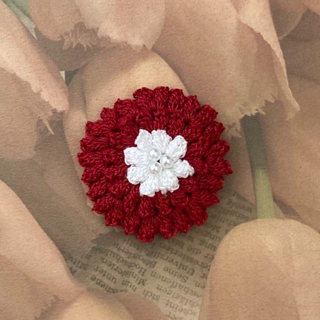 ハンドメイド♪レース編み ダリア風お花モチーフ < 女性ファッション  ハンドメイド♪レース編み ダリア風お花モチーフ  < 女性ファッションの