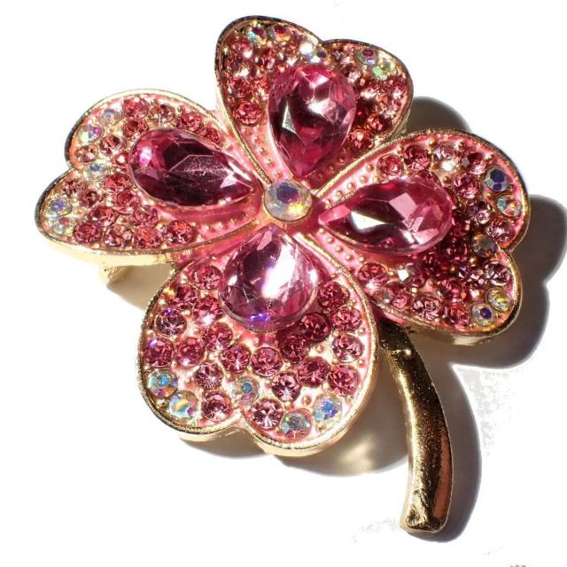 大きめ ピンク色 四葉のクローバー クローバー ピンブローチ ブローチ ラペルピン コサージュ ピンバッジ バッジ ラインストーン < 男性アクセサリー/時計 大きめ ピンク色 四葉のクローバー クローバー ピンブローチ ブローチ ラペルピン コサージュ ピンバッジ バッジ ラインストーン < 男性アクセサリー/時計の