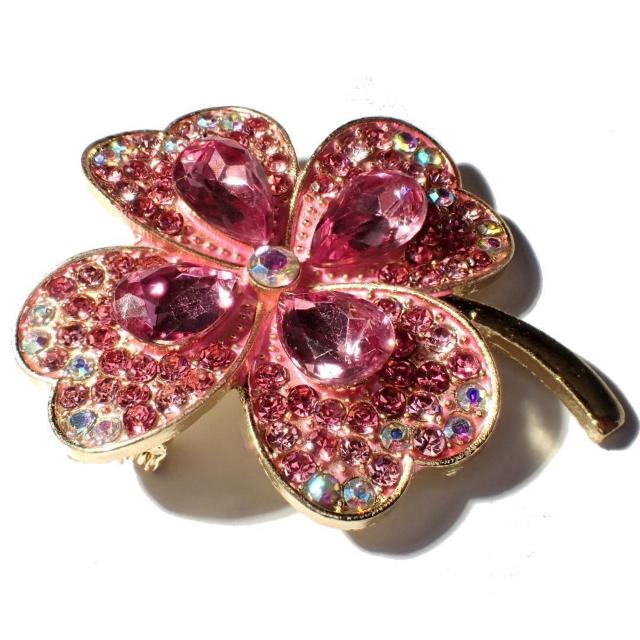 大きめ ピンク色 四葉のクローバー クローバー ピンブローチ ブローチ ラペルピン コサージュ ピンバッジ バッジ ラインストーン < 男性アクセサリー/時計 大きめ ピンク色 四葉のクローバー クローバー ピンブローチ ブローチ ラペルピン コサージュ ピンバッジ バッジ ラインストーン < 男性アクセサリー/時計の