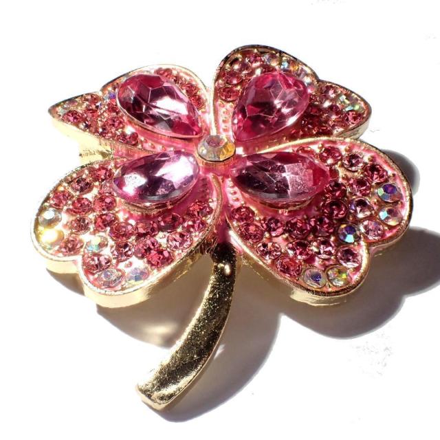 大きめ ピンク色 四葉のクローバー クローバー ピンブローチ ブローチ ラペルピン コサージュ ピンバッジ バッジ ラインストーン < 男性アクセサリー/時計 大きめ ピンク色 四葉のクローバー クローバー ピンブローチ ブローチ ラペルピン コサージュ ピンバッジ バッジ ラインストーン < 男性アクセサリー/時計の