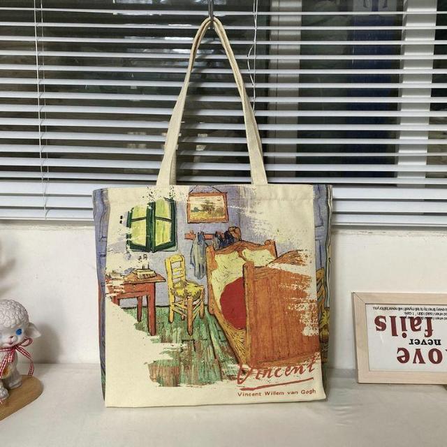 バッグ 鞄 ゴッホ キャンバス トートバッグ 芸術 プリント アルルの寝室 < 女性ファッション  バッグ 鞄 ゴッホ キャンバス トートバッグ 芸術 プリント アルルの寝室 < 女性ファッションの