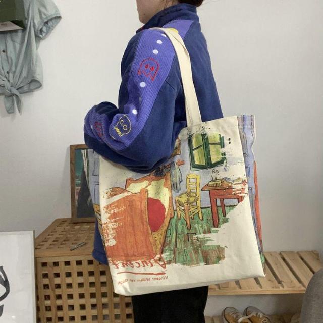 バッグ 鞄 ゴッホ キャンバス トートバッグ 芸術 プリント アルルの寝室 < 女性ファッション  バッグ 鞄 ゴッホ キャンバス トートバッグ 芸術 プリント アルルの寝室 < 女性ファッションの
