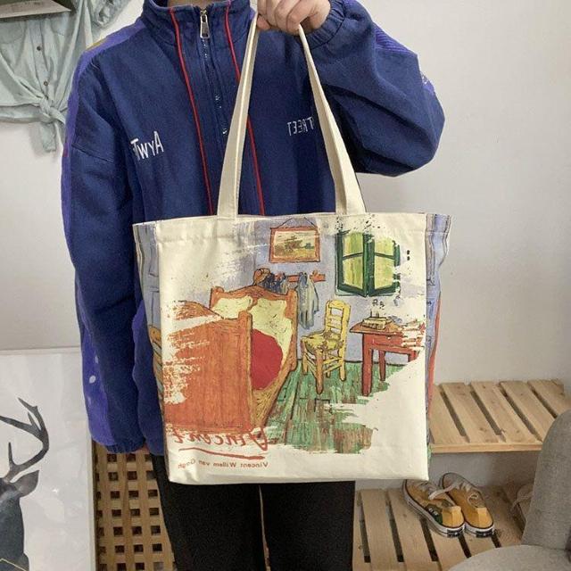 バッグ 鞄 ゴッホ キャンバス トートバッグ 芸術 プリント アルルの寝室 < 女性ファッション  バッグ 鞄 ゴッホ キャンバス トートバッグ 芸術 プリント アルルの寝室 < 女性ファッションの