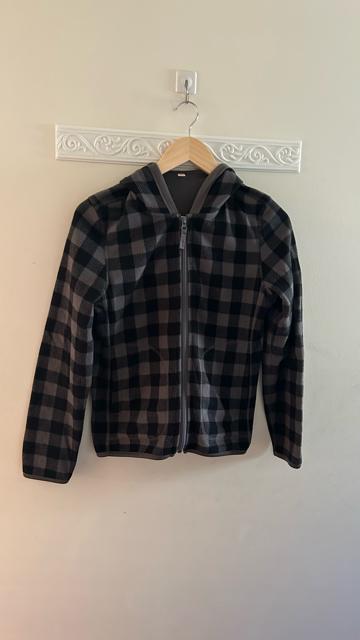 ユニクロ ブロックチェック フリースパーカー 長袖 ジップアップ 黒 ブラック L < ブランド ユニクロ ブロックチェック フリースパーカー 長袖 ジップアップ 黒 ブラック L < ブランドの