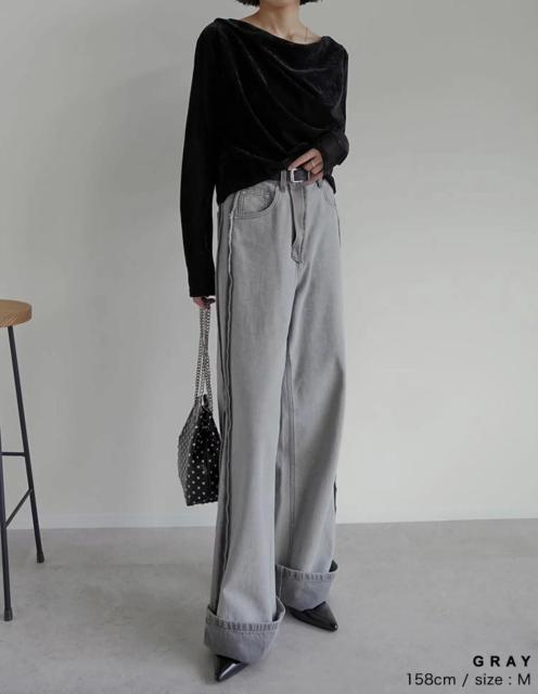 新品!!◆Re:EDIT/リエディ◆ワイドストレートリバースデニム★グレーS*秋冬コーデ♪ < 女性ファッション 新品!!◆Re:EDIT/リエディ◆ワイドストレートリバースデニム★グレーS*秋冬コーデ♪ < 女性ファッションの