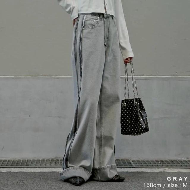 新品!!◆Re:EDIT/リエディ◆ワイドストレートリバースデニム★グレーS*秋冬コーデ♪ < 女性ファッション 新品!!◆Re:EDIT/リエディ◆ワイドストレートリバースデニム★グレーS*秋冬コーデ♪ < 女性ファッションの