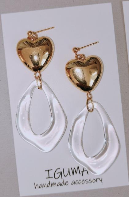 ハンドメイド ピアス イヤリング ハート フープ < 女性ファッション  ハンドメイド ピアス イヤリング ハート フープ  < 女性ファッションの