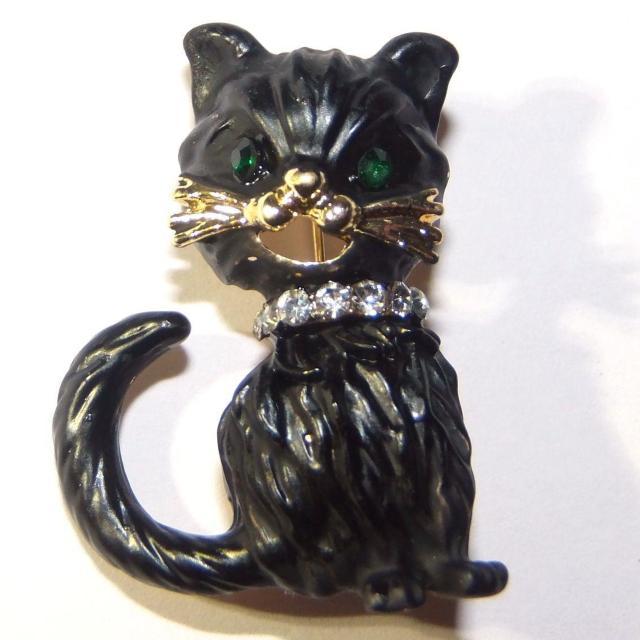 黒猫 クロネコ 子猫 猫 ネコ ねこ ラインストーン ブローチ ピンブローチ バッジ ピンバッジ コサージュ ラペルピン クチ < 女性アクセサリー/時計  黒猫 クロネコ 子猫 猫 ネコ ねこ ラインストーン ブローチ ピンブローチ バッジ ピンバッジ コサージュ ラペルピン クチ  < 女性アクセサリー/時計の