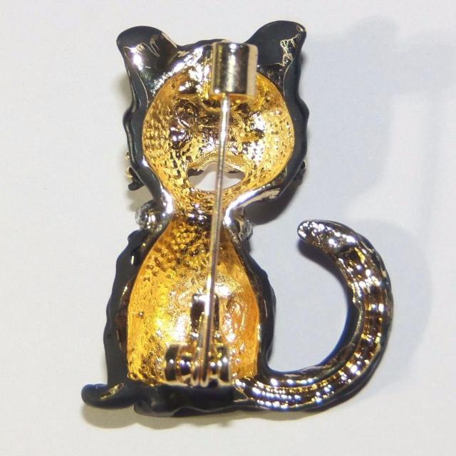 黒猫 クロネコ 子猫 猫 ネコ ねこ ラインストーン ブローチ ピンブローチ バッジ ピンバッジ コサージュ ラペルピン クチ < 女性アクセサリー/時計  黒猫 クロネコ 子猫 猫 ネコ ねこ ラインストーン ブローチ ピンブローチ バッジ ピンバッジ コサージュ ラペルピン クチ < 女性アクセサリー/時計の