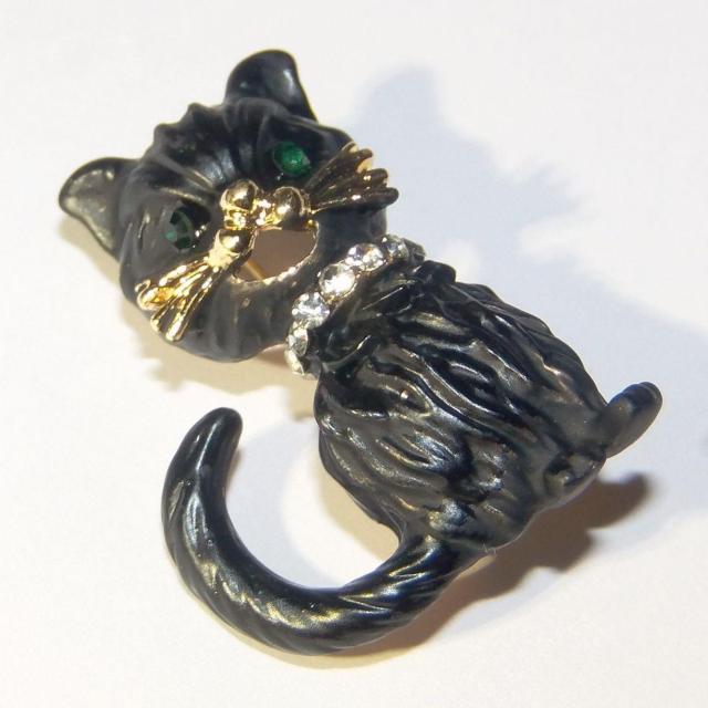 黒猫 クロネコ 子猫 猫 ネコ ねこ ラインストーン ブローチ ピンブローチ バッジ ピンバッジ コサージュ ラペルピン クチ < 女性アクセサリー/時計  黒猫 クロネコ 子猫 猫 ネコ ねこ ラインストーン ブローチ ピンブローチ バッジ ピンバッジ コサージュ ラペルピン クチ < 女性アクセサリー/時計の