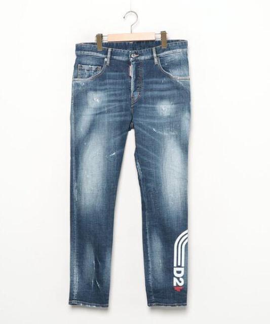 ☆DSQUARED2 ディースクエアード ロゴ プリント ダメージ加工 デニム パンツ スキニー/メンズ/48☆新作モデル < ブランド ☆DSQUARED2 ディースクエアード ロゴ プリント ダメージ加工 デニム パンツ スキニー/メンズ/48☆新作モデル < ブランドの