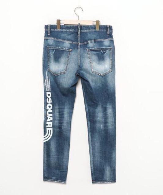 ☆DSQUARED2 ディースクエアード ロゴ プリント ダメージ加工 デニム パンツ スキニー/メンズ/48☆新作モデル < ブランド ☆DSQUARED2 ディースクエアード ロゴ プリント ダメージ加工 デニム パンツ スキニー/メンズ/48☆新作モデル < ブランドの