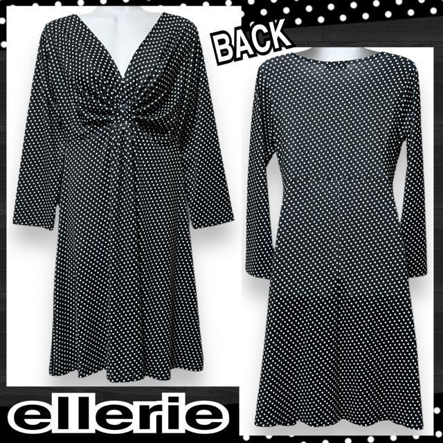 【新品/ellerie】胸元深Vネックドット柄ワンピース < ブランド  【新品/ellerie】胸元深Vネックドット柄ワンピース  < ブランドの