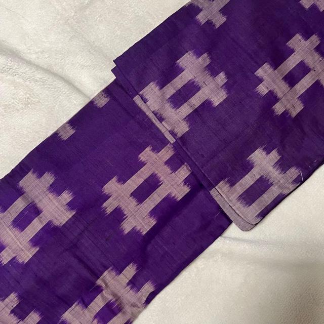 銘仙 アンティーク 紬 絣 井桁絣 着物 袷 紫 リメイクにも 正絹 < 女性ファッション 銘仙 アンティーク 紬 絣 井桁絣 着物 袷 紫 リメイクにも 正絹 < 女性ファッションの