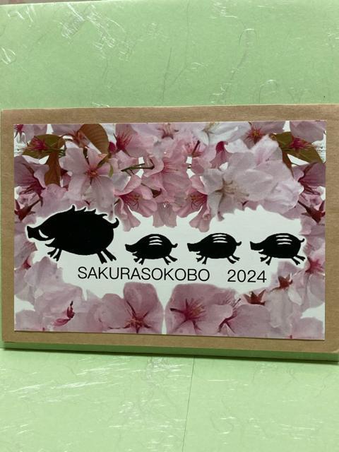 1/ポストカード/花咲婆/猪シルエット+桜/イラストと写真切り抜き/オリジナル < インテリア/ライフ 1/ポストカード/花咲婆/猪シルエット+桜/イラストと写真切り抜き/オリジナル < インテリア/ライフの