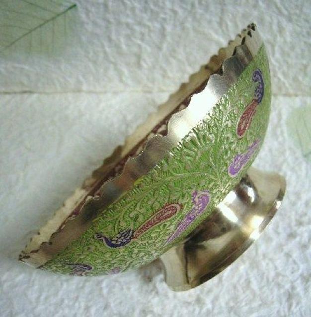 ☆即決☆真鍮製*彩色供物皿 14.4センチ(黄緑) < インテリア/ライフ  ☆即決☆真鍮製*彩色供物皿 14.4センチ(黄緑) < インテリア/ライフの