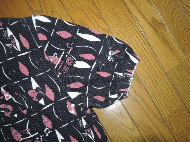 HYSTERIC GLAMOUR ヒステリックグラマー MOND RADIO 総柄プリント ポロシャツ L 黒 スカル 半袖シャツ < ブランド HYSTERIC GLAMOUR ヒステリックグラマー MOND RADIO 総柄プリント ポロシャツ L 黒 スカル 半袖シャツ < ブランドの