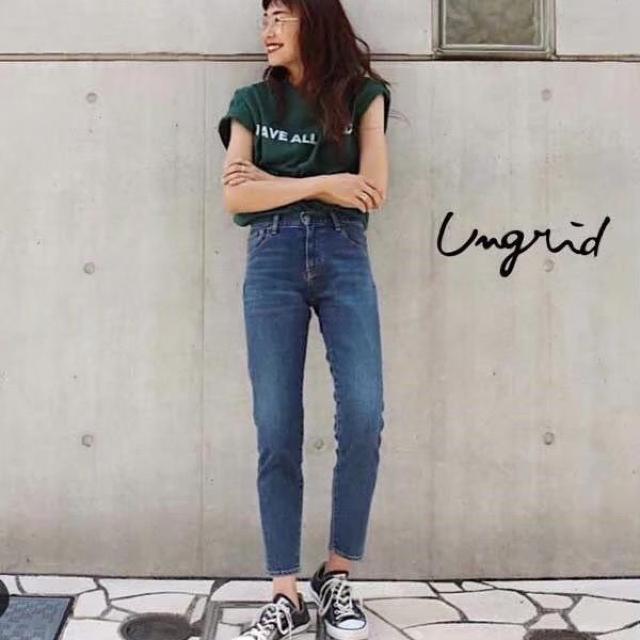 ◆Ungrid/アングリッド◆ストレッチテーパードデニム★ネイビー23インチ*シンプルコーデ美品♪ < ブランド ◆Ungrid/アングリッド◆ストレッチテーパードデニム★ネイビー23インチ*シンプルコーデ美品♪ < ブランドの