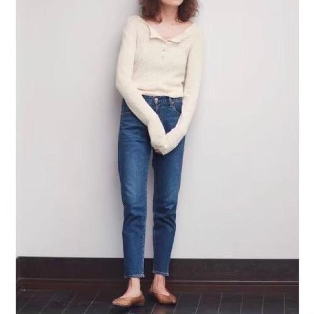 ◆Ungrid/アングリッド◆ストレッチテーパードデニム★ネイビー23インチ*シンプルコーデ美品♪ < ブランド ◆Ungrid/アングリッド◆ストレッチテーパードデニム★ネイビー23インチ*シンプルコーデ美品♪ < ブランドの