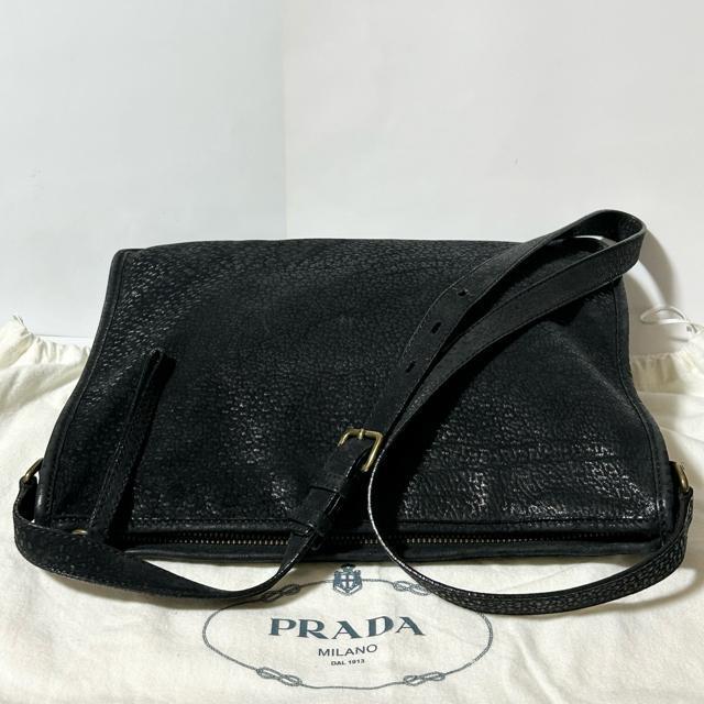 PRADA �v���_ �k�o�b�N ���U�[  �V�����_�[ �o�b�O �΂ߊ|�� �u���b�N ���^�O53 �� �u�����h�� 