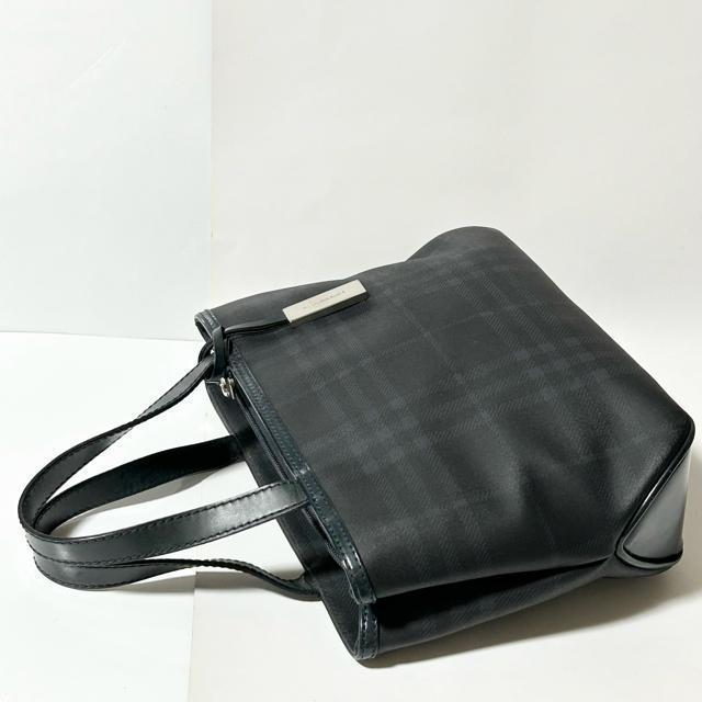 BURBERRY �o�[�o���[ �m�o�`�F�b�N PVC ���U�[ �n���h�o�b�O �g�[�g�o�b�O �l�C�r�[ �V���o�[���� �r�|�� �� �u�����h�� 