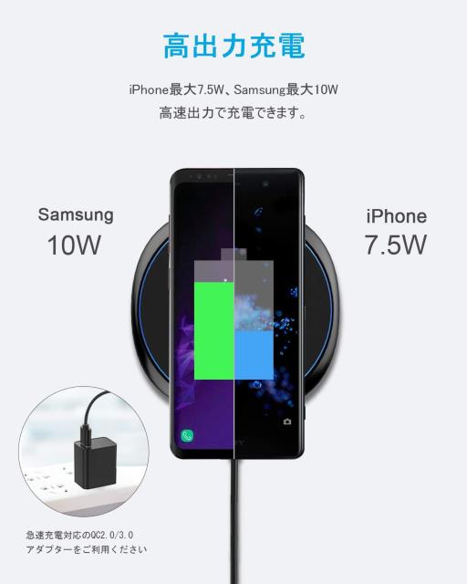 ワイヤレス充電器 Qi急速 置くだけ充電 パッド < 家電/AV ワイヤレス充電器 Qi急速 置くだけ充電 パッド < 家電/AVの