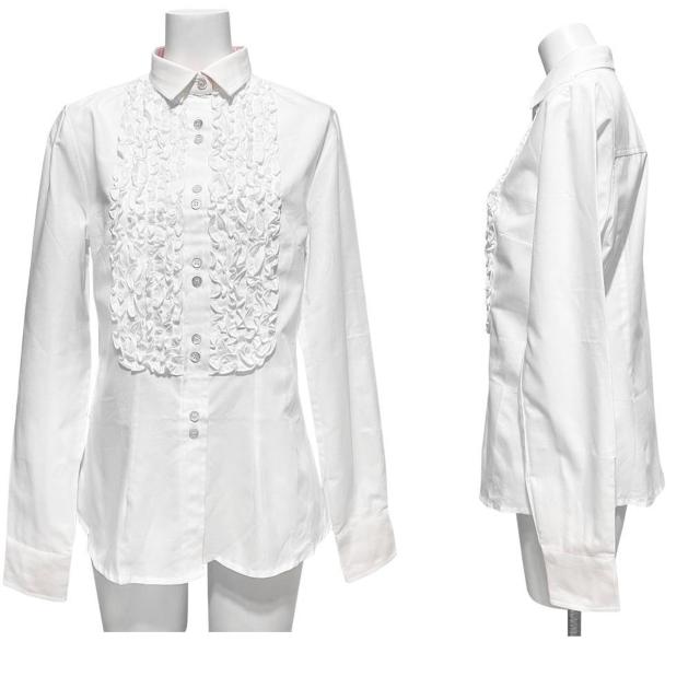 新品ガイアボルデッティーイタリア製フリルシャツブラウ < 女性ファッション 新品ガイアボルデッティーイタリア製フリルシャツブラウ < 女性ファッションの