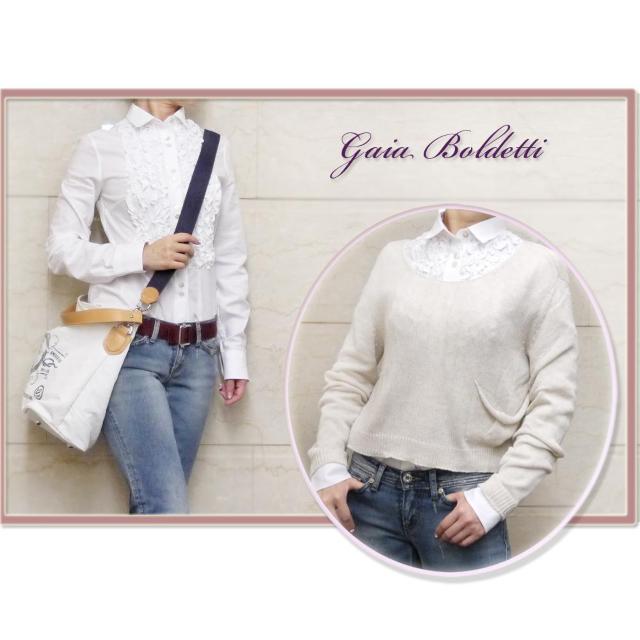 新品ガイアボルデッティーイタリア製フリルシャツブラウ < 女性ファッション 新品ガイアボルデッティーイタリア製フリルシャツブラウ < 女性ファッションの