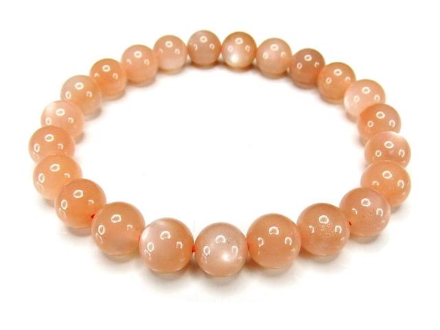 極美天然石AAAAオレンジムーンストーン約8mm強ブレスレット シラー効果 < 女性アクセサリー/時計  極美天然石AAAAオレンジムーンストーン約8mm強ブレスレット シラー効果  < 女性アクセサリー/時計の
