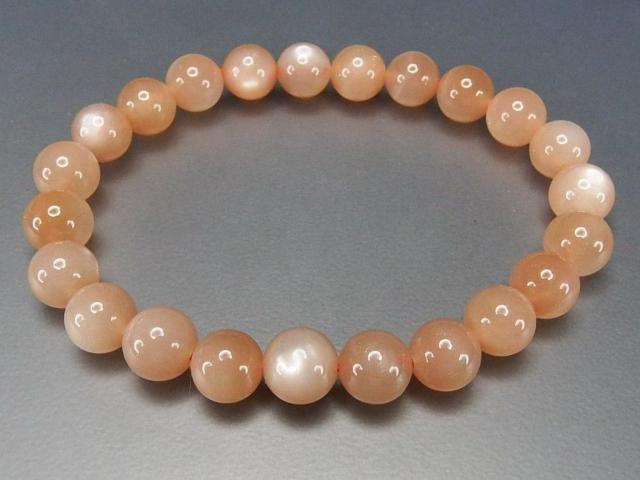 極美天然石AAAAオレンジムーンストーン約8mm強ブレスレット シラー効果 < 女性アクセサリー/時計  極美天然石AAAAオレンジムーンストーン約8mm強ブレスレット シラー効果 < 女性アクセサリー/時計の