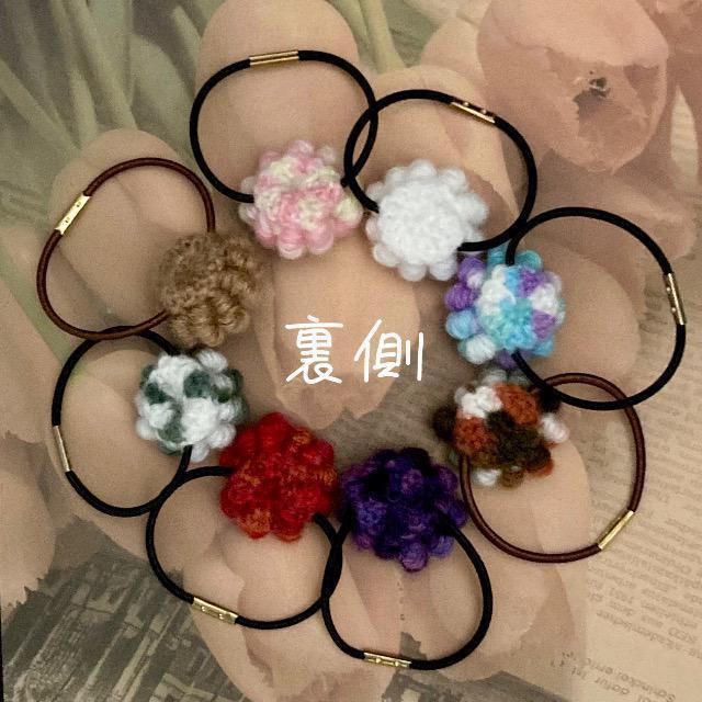 ハンドメイド♪かぎ針編みぷっくりお花のヘアゴム8個セットB < 女性ファッション  ハンドメイド♪かぎ針編みぷっくりお花のヘアゴム8個セットB < 女性ファッションの