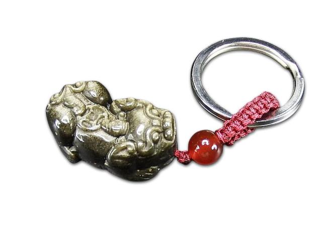 蓄財運天然石色合い良好ゴールドオブシディアンヒキュウ彫りキーホルダー < 男性アクセサリー/時計 蓄財運天然石色合い良好ゴールドオブシディアンヒキュウ彫りキーホルダー < 男性アクセサリー/時計の