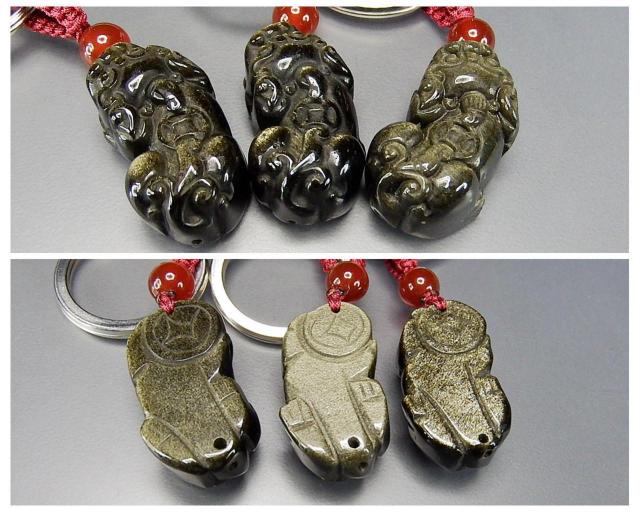 蓄財運天然石色合い良好ゴールドオブシディアンヒキュウ彫りキーホルダー < 男性アクセサリー/時計 蓄財運天然石色合い良好ゴールドオブシディアンヒキュウ彫りキーホルダー < 男性アクセサリー/時計の