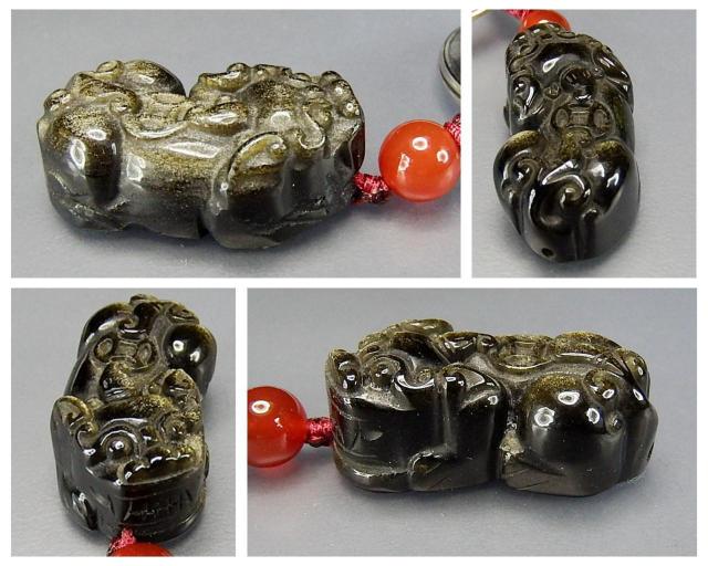 蓄財運天然石色合い良好ゴールドオブシディアンヒキュウ彫りキーホルダー < 男性アクセサリー/時計 蓄財運天然石色合い良好ゴールドオブシディアンヒキュウ彫りキーホルダー < 男性アクセサリー/時計の