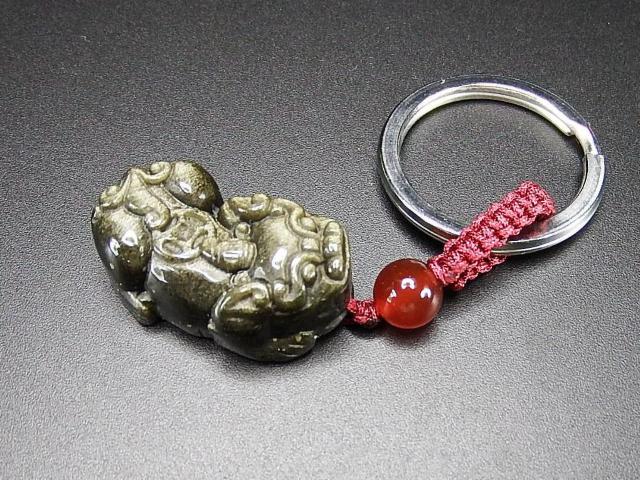 蓄財運天然石色合い良好ゴールドオブシディアンヒキュウ彫りキーホルダー < 男性アクセサリー/時計 蓄財運天然石色合い良好ゴールドオブシディアンヒキュウ彫りキーホルダー < 男性アクセサリー/時計の