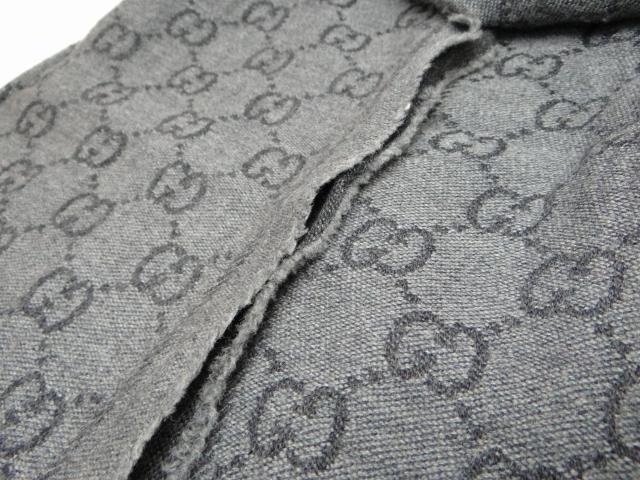 GUCCI グッチ GG柄 ウールマフラー ストール グレー<USED> < ブランド  GUCCI グッチ GG柄 ウールマフラー ストール グレー<USED> < ブランドの