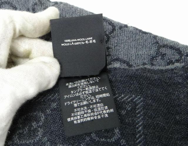 GUCCI グッチ GG柄 ウールマフラー ストール グレー<USED> < ブランド  GUCCI グッチ GG柄 ウールマフラー ストール グレー<USED> < ブランドの