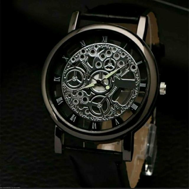 新品 激渋 腕時計 スケルトン 黒 シルバー  < 男性アクセサリー/時計  新品 激渋 腕時計 スケルトン 黒 シルバー  < 男性アクセサリー/時計の