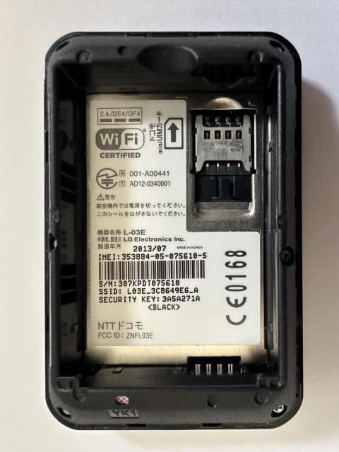 docomoLG Electronics Wi-Fi[^[L-03E ɔi_1  PC{/Ӌ@ 