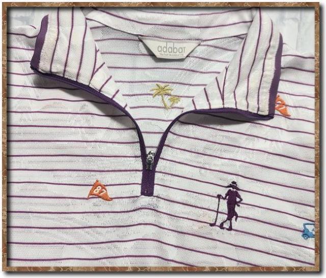 アダバット 刺繍入りボーダー半袖ポロシャツ 白 < ブランド アダバット 刺繍入りボーダー半袖ポロシャツ 白 < ブランドの