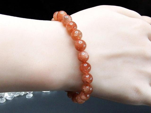 一点物ゴールドサンストーンブレスレット8mm高級天然石 < 女性アクセサリー/時計  一点物ゴールドサンストーンブレスレット8mm高級天然石 < 女性アクセサリー/時計の