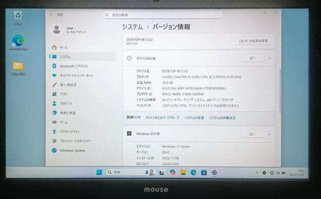 mouse Corei5 16GB SSD512GB Windows11 WebJ m[gp\R Office2024  PC{/Ӌ@ 