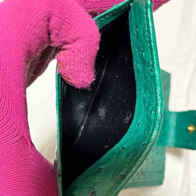 【オーストリッチ】 本革 / 二つ折り財布(小銭入れあり) / グリーン系 < 女性ファッション 【オーストリッチ】 本革 / 二つ折り財布(小銭入れあり) / グリーン系 < 女性ファッションの