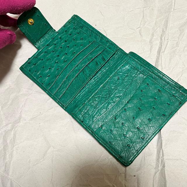 【オーストリッチ】 本革 / 二つ折り財布(小銭入れあり) / グリーン系 < 女性ファッション 【オーストリッチ】 本革 / 二つ折り財布(小銭入れあり) / グリーン系 < 女性ファッションの