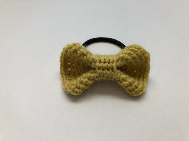 ハンドメイド ヘアゴム 丸っこいリボン♪ マスタード ウール 森ガール < 女性ファッション  ハンドメイド ヘアゴム 丸っこいリボン♪ マスタード ウール 森ガール < 女性ファッションの