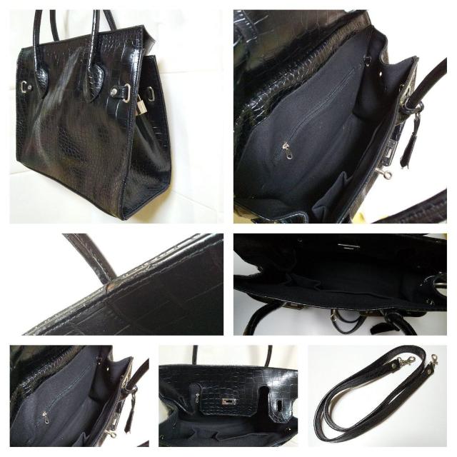 セレブ女優bag★2wayBLACKクロコ型押しbag(ショルダーベルト付き)  黒ageha < 女性ファッション  セレブ女優bag★2wayBLACKクロコ型押しbag(ショルダーベルト付き)  黒ageha < 女性ファッションの