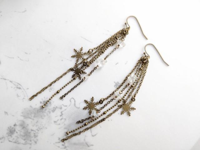 *チェーンと雪の結晶のピアス*22056 < 女性アクセサリー/時計 *チェーンと雪の結晶のピアス*22056 < 女性アクセサリー/時計の