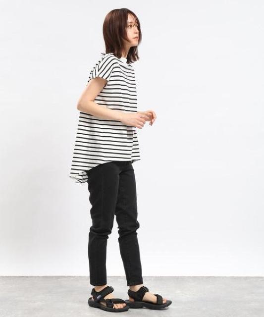SALEセール●コットン【新品】GLOBAL WORK●コットンオーバーサイズTシャツ●ボーダー 白×黒●M●コットンTシャツ < ブランド  SALEセール●コットン【新品】GLOBAL WORK●コットンオーバーサイズTシャツ●ボーダー 白×黒●M●コットンTシャツ < ブランドの