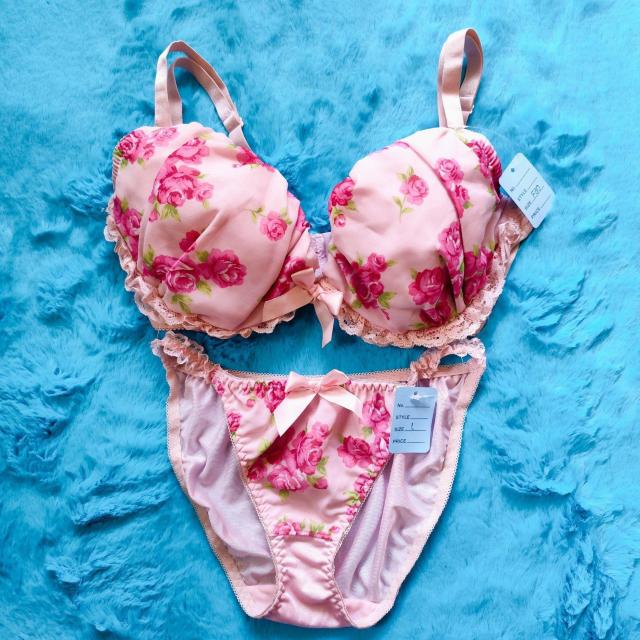 鬼カワッ。。。F80×L。。ローズ柄シフォンブラジャー&ショーツセット。。グラマー大きいサイズ。。薔薇柄バラ柄ピンク姫ちゃん… < 女性ファッション  鬼カワッ。。。F80×L。。ローズ柄シフォンブラジャー&ショーツセット。。グラマー大きいサイズ。。薔薇柄バラ柄ピンク姫ちゃん…  < 女性ファッションの